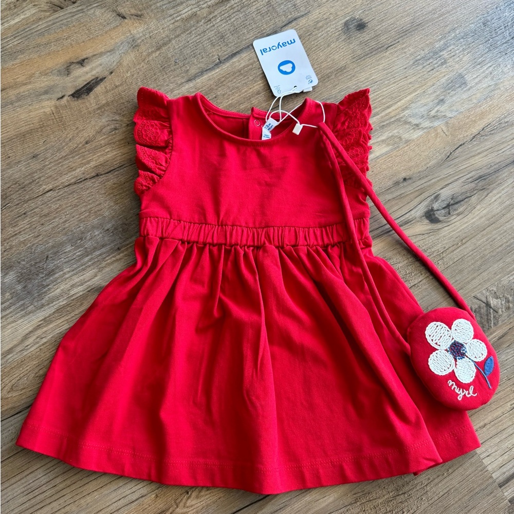 Mayoral Ruffle Sleeve Dress with matching purse NWT